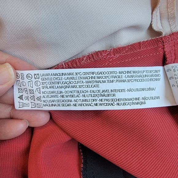 Zara Basic Color Block skirt pleated. Pockets. Tan Cream red black. M - Picture 5 of 8